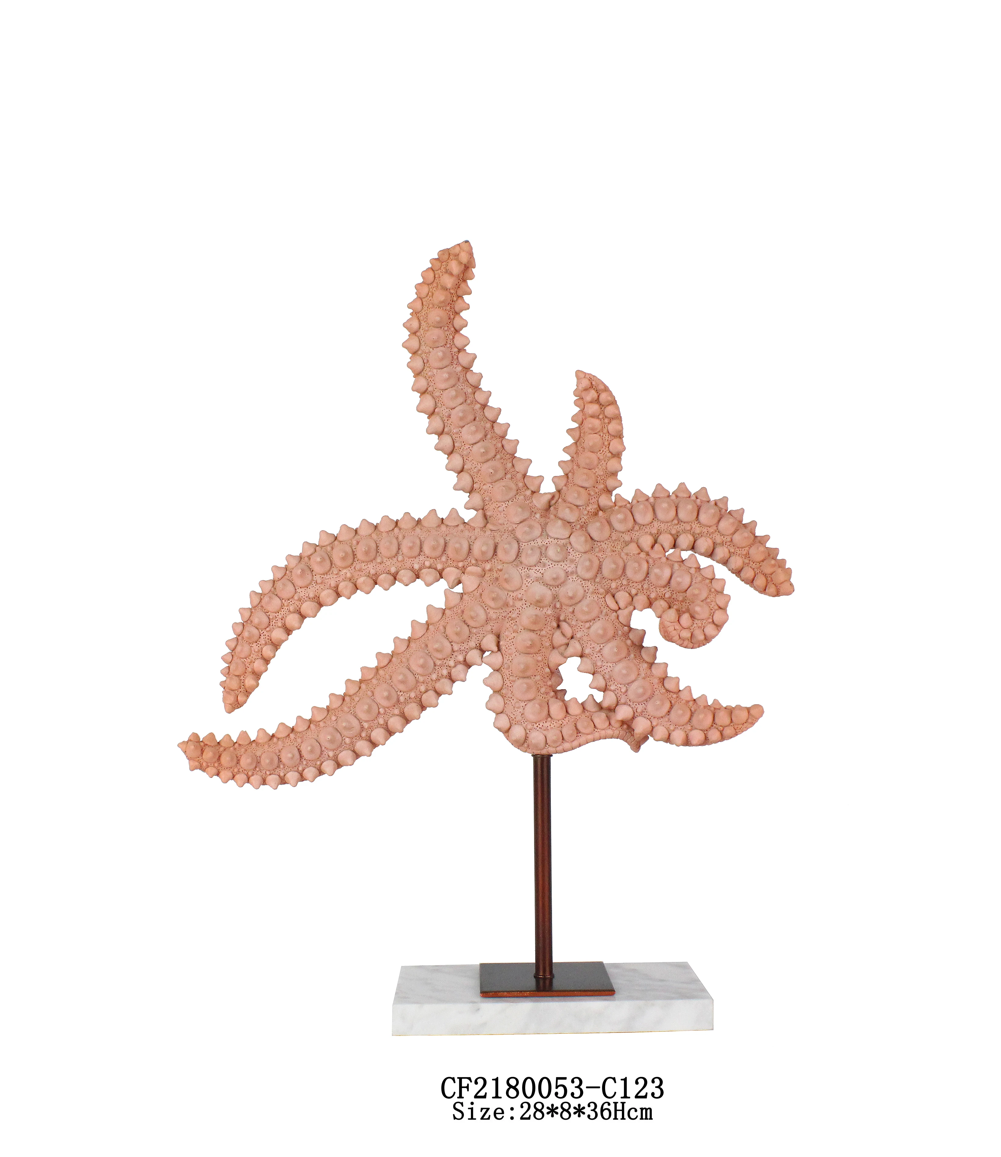 Wholesales 3d Resin shaped starfish with marble base manufacture