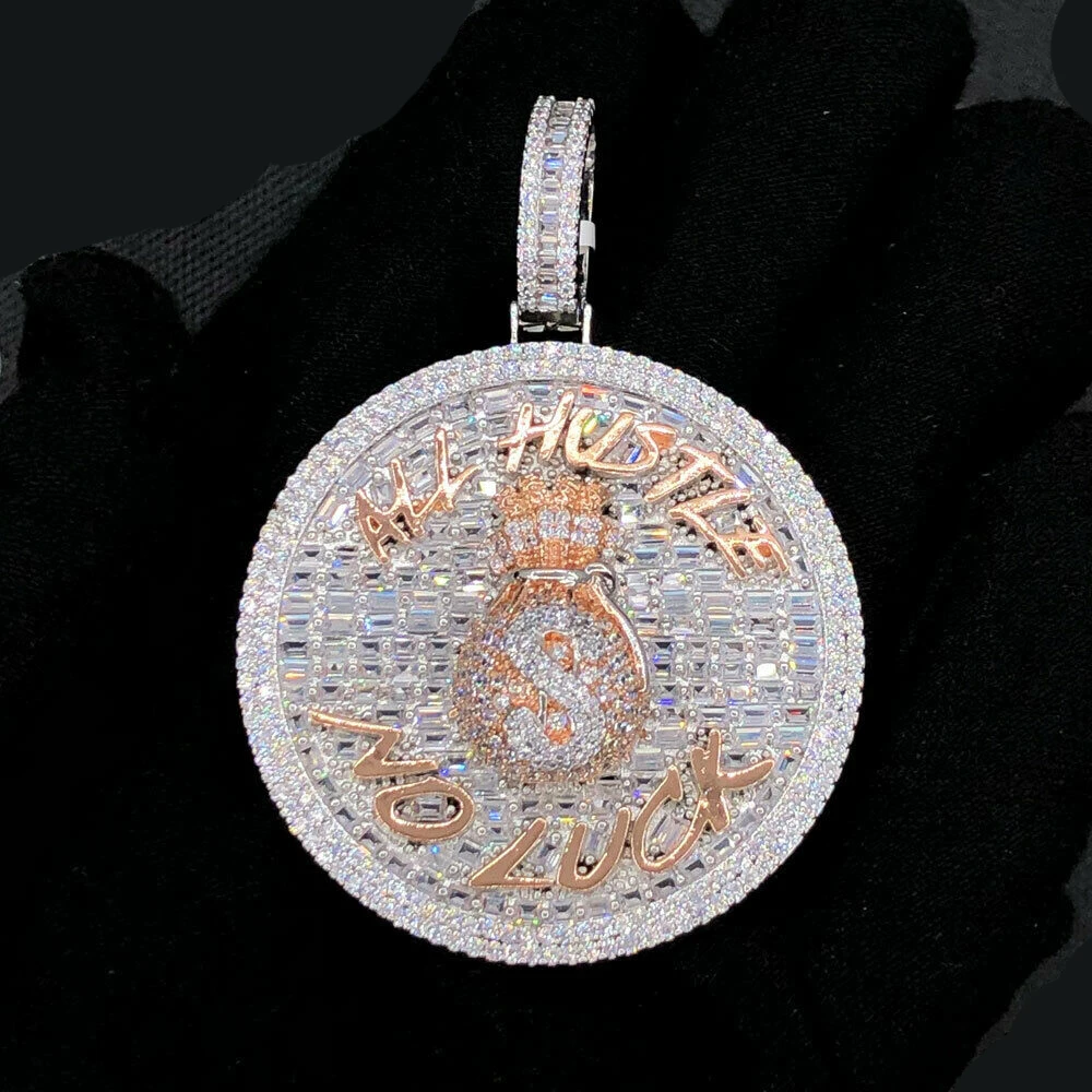 14K Bi-Color shops Finish All Hustle No Luck Pendant + Free Chain