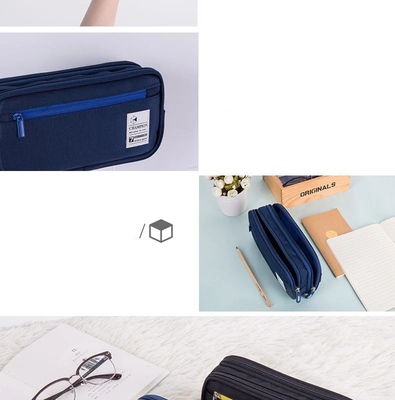 product-GF bags-2020 Creative Zipper Pencil Case Twill Canvas Large Pen Box Kawaii Pencil Bag For St-1