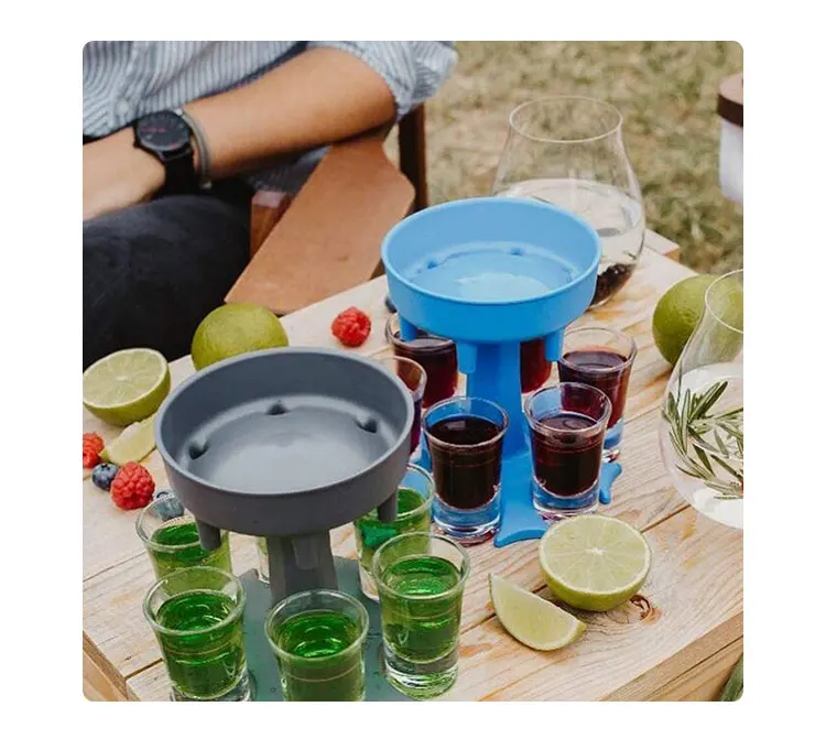 New Design Clear Black Multiple 6 Shot Chiller Glass Despenser Spender