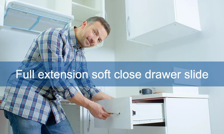 silent drawer slide in full extension solf closing drawer slides