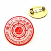 School Metal Badge Red Printing Epoxy Button 2 Pin Connectors