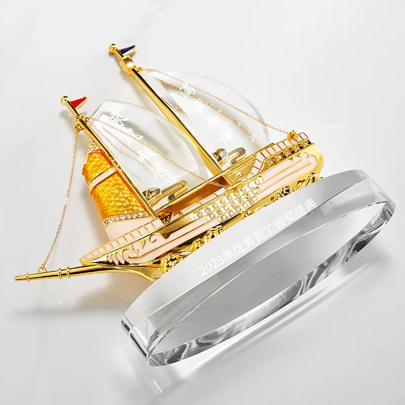 Modern Crystal Sailing Ornament Luxury Gift Box Custom OEM ODM Service Birthday Business Promotion Gift Best Option Made Glass manufacture