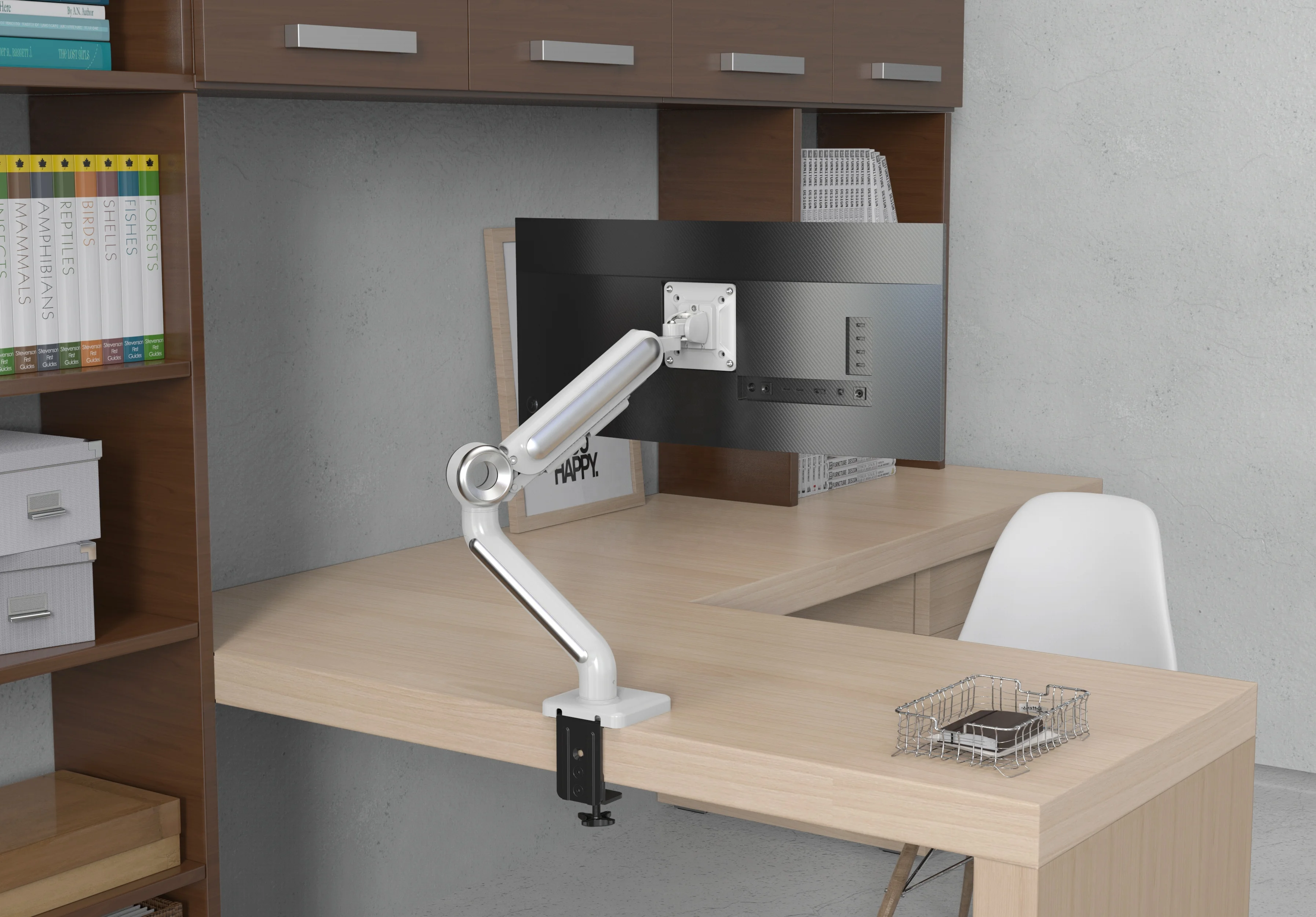 Vmounts Ergotech Modern Single Arm Monitor Stand With Hidden Cable