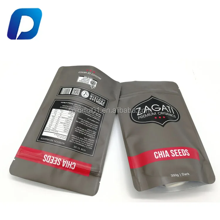 350g Chia Seeds Packaging Bag Zip Lock Stand Up Maylar Bags With Clear