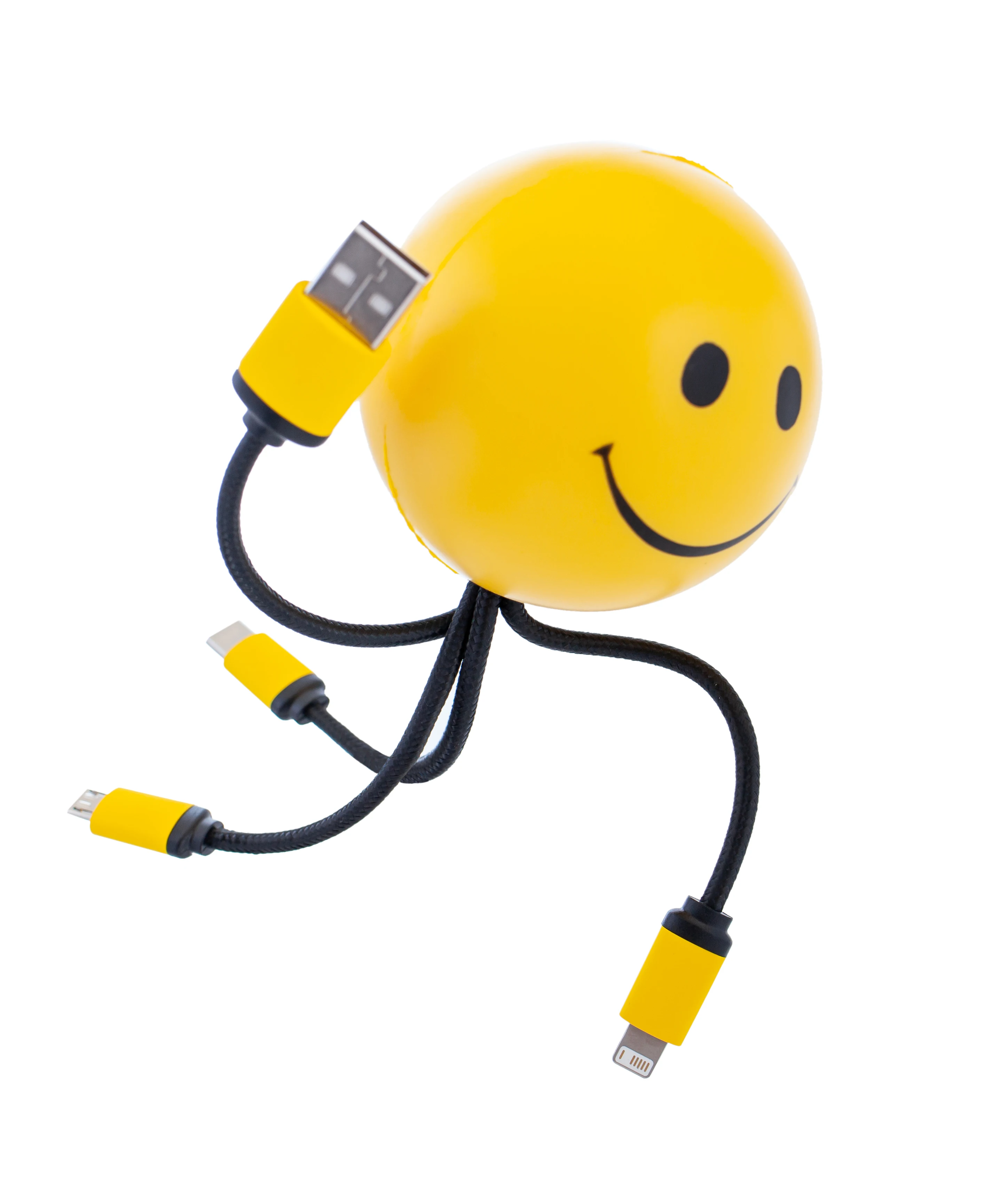 定制便携式usb充电器微笑反压力球 5g micro c型usb充电电缆