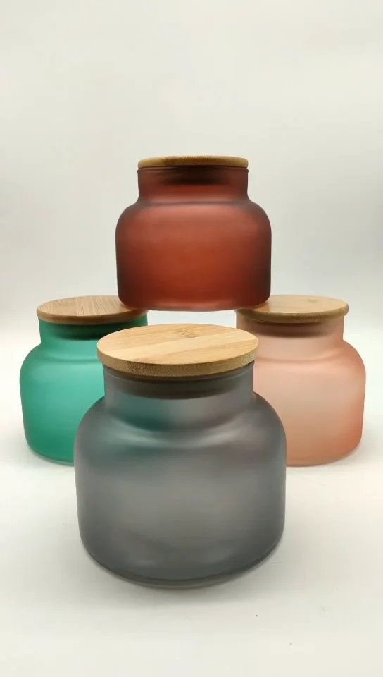 Frosted Candle Jars With Wooden Lids Empty For Candle Making Buy