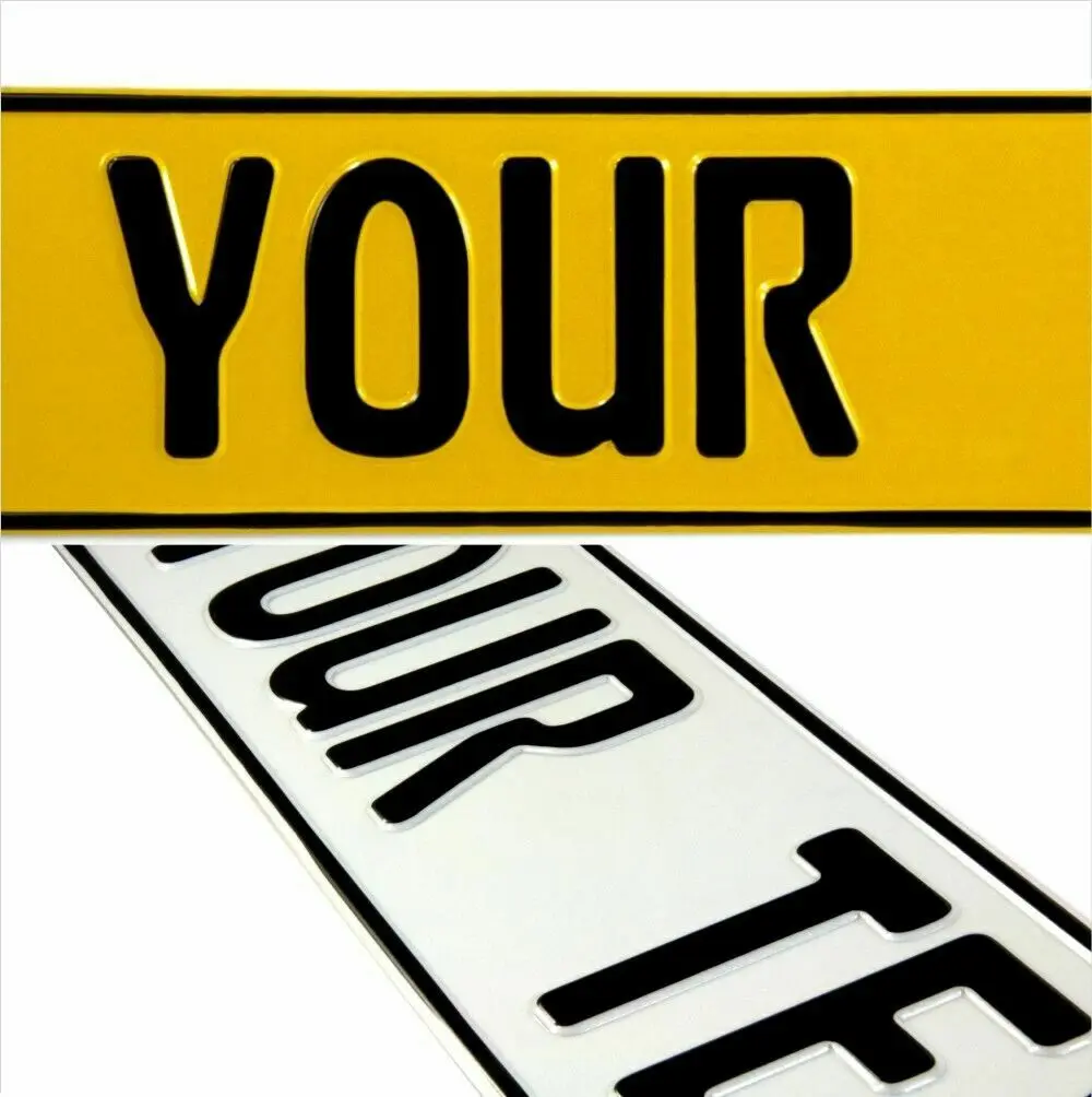 UK Legal 2x embossed Pressed Car metal number plates