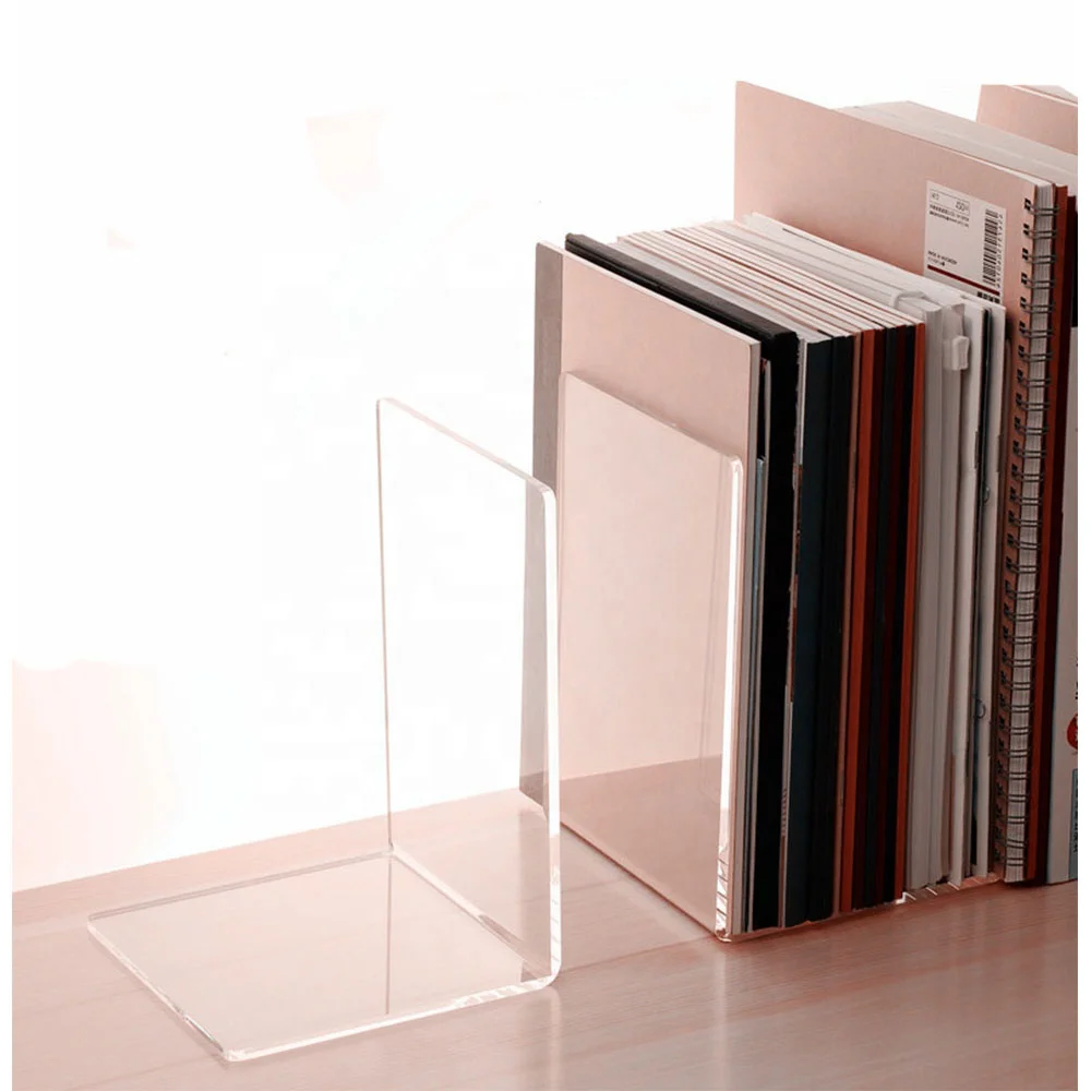 wall mount book shelf desk bookend a pair of clear acrylic