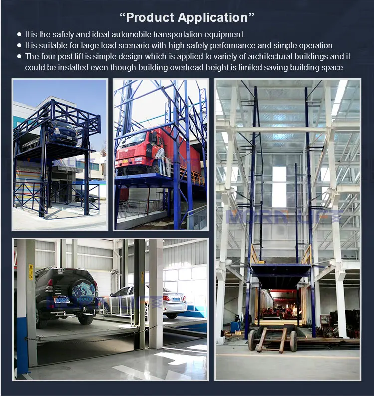 Morn Anpassbare Hydraulische Garage Autolift Outdoor Elektrische Vier