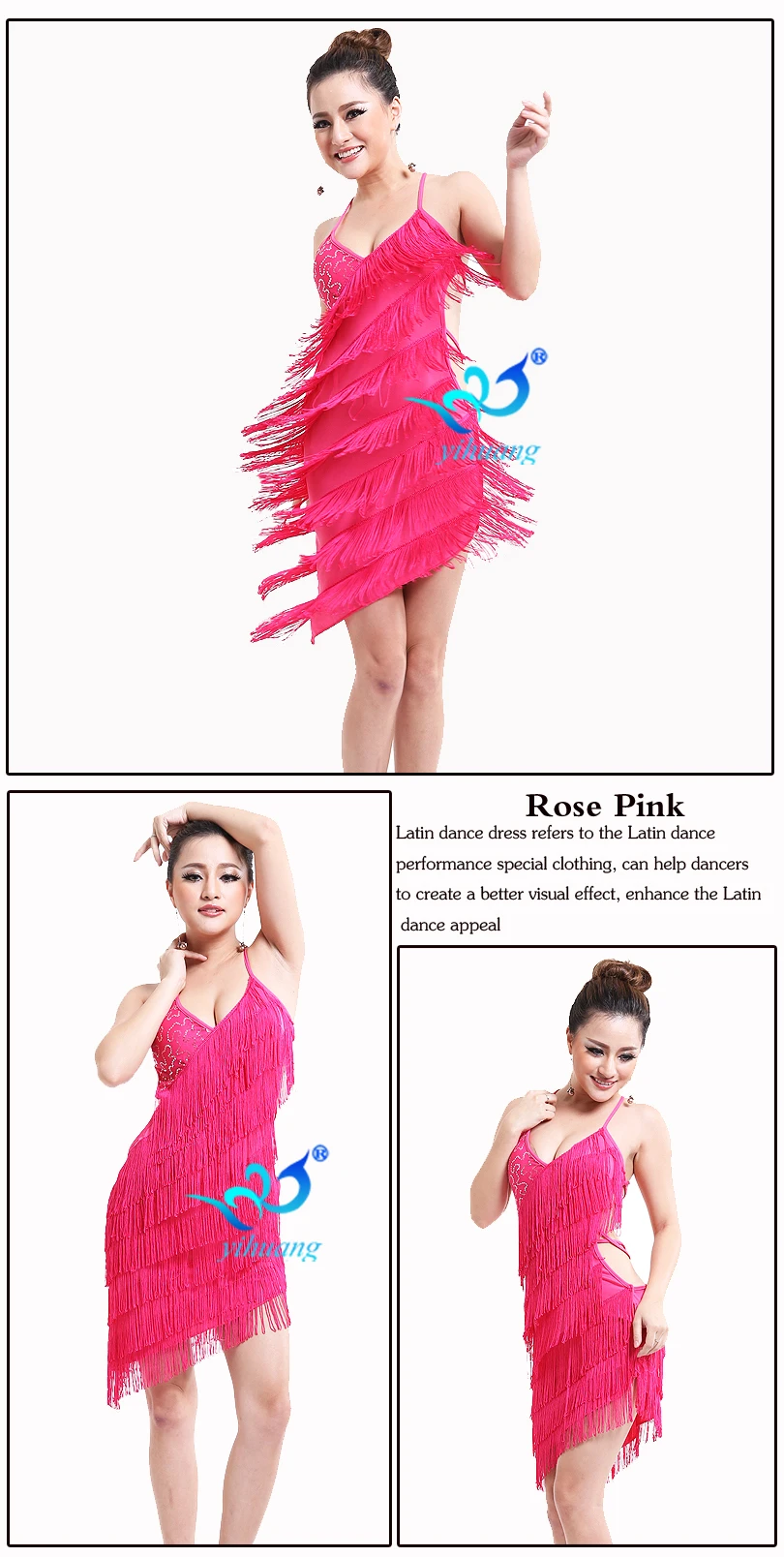 Sexy Backless Adult Salsa Latin Dance Dress Skating Performance Wear Dresses Tassel Polyester 