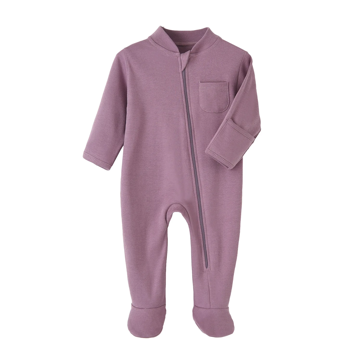 Plain Baby Rompers 100 Cotton Infant Pajamas With Footie Zipper Baby