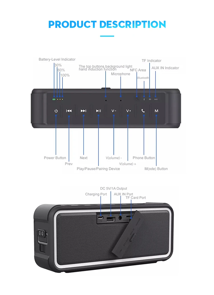 Hi-FiD 20w Super Bass Portable Waterproof Bluetooth Speaker with 4000mAh Bluetooth Speaker - ANKUX.COM