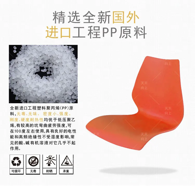 Armless Dining Chair Recyclable Plastics Leisure Chair Stacking Church Chairs