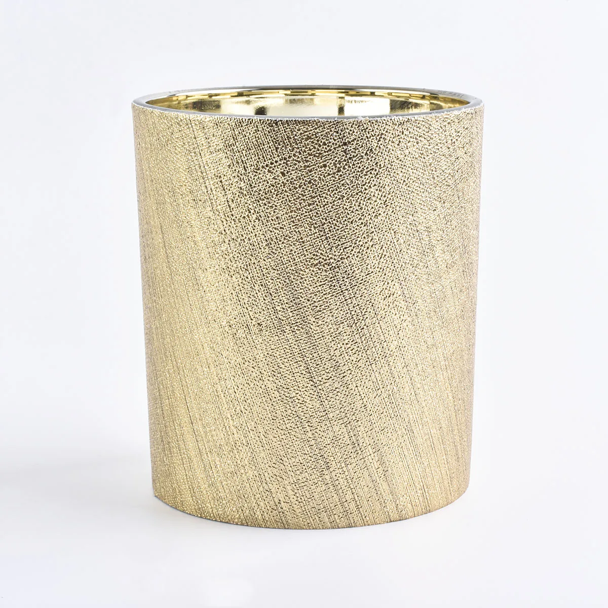 gold leather glass candle holder