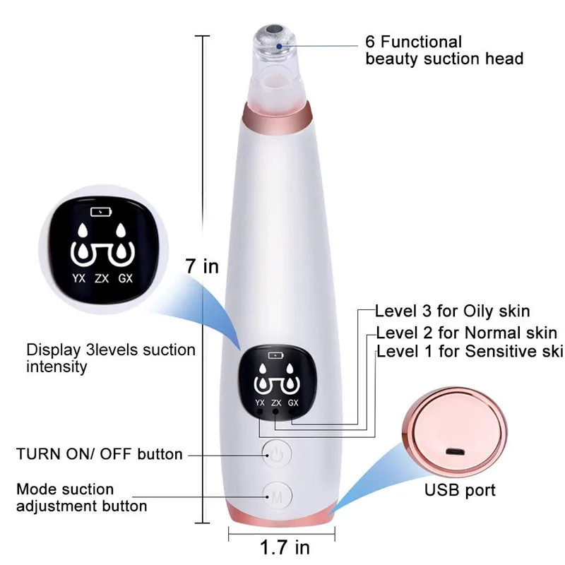 best selling product in usa beauty 6 heads suction pore cleanser acne comedone tool beauty equipment electric blackhead remover