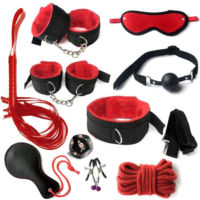 High Quality Sm Pu Leather Bondage Set 11pcs Set Plush Bdsm Kit Leather Sm Body Handcuffs