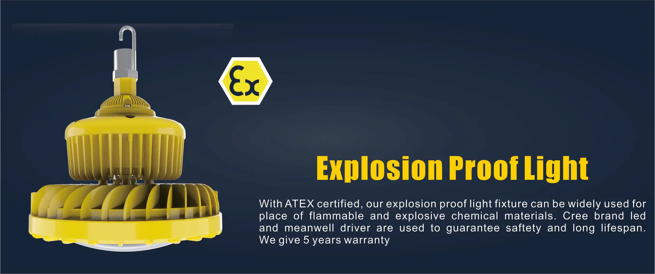 Energy saving 130LM/W IK08 ATEX CE ROHS 60W 80W 100W 150W 200W led explosion proof highbay light - ANKUX.COM