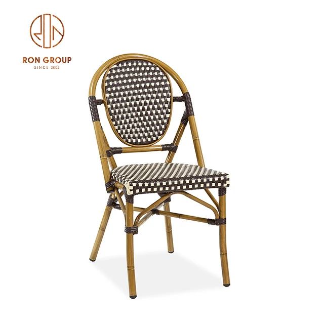 Aluminum Frame Wicker Weaving Bistro Chair for hotel cafe