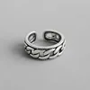 925 Sterling Silver Rings Vintage Wide Chain Vintage Rings Open Adjustable Ring For Women