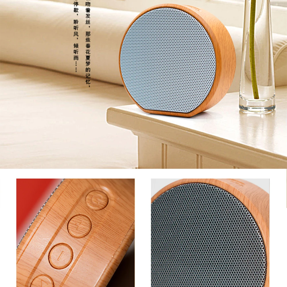 2019 wooden style design bluetooths speaker portable A60 MP3 Player FM Radio Audio TF Card USB Handsfree wood wireless speaker - ANKUX.COM