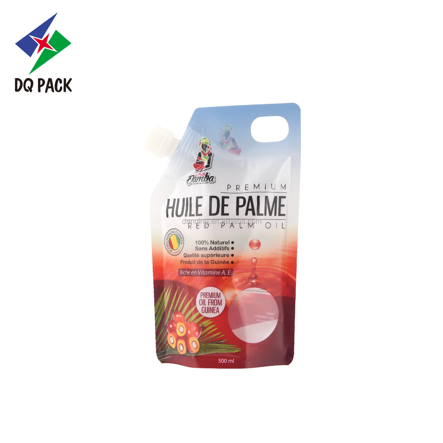 DQ PACK 500ml Plastic Palme Oil Packaging Stand Up Pouch Spout