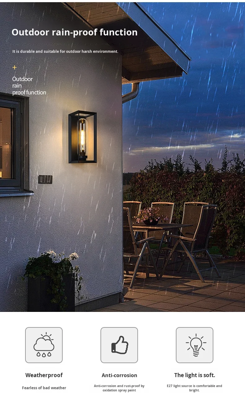 product modern outdoor led wall lamp simple waterproof for villa gate corridor balcony terrace courtyard lighting rainproof aluminum-2