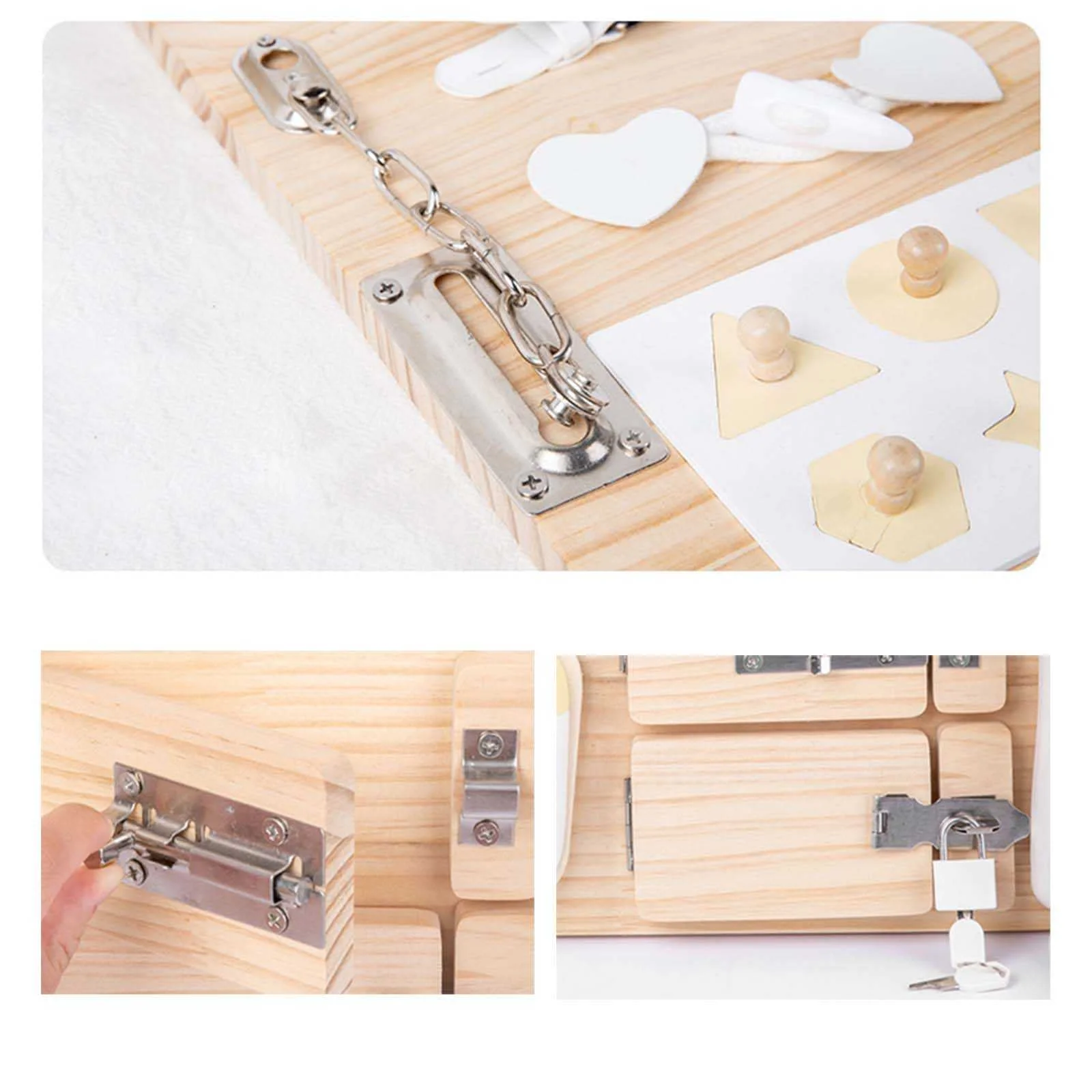 Montessori Busy Board Sensory Wood Activity Board Locks And Latches
