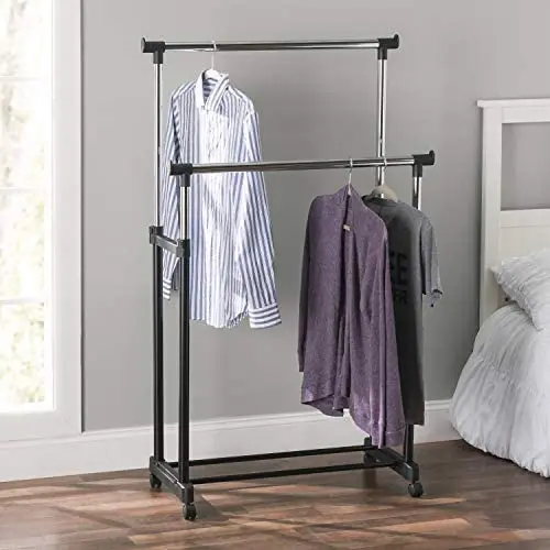 Bigzzia Clothes Drying Rack Folding Clothes Rail 4 Tier Clothes Horses Rack  Stainless Steel Laundry Garment Dryer Stand with Two Side Wings Grey