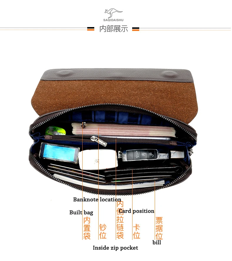 Cuero Cartera Hombre Inside Bolsa De Mensajero Para Caballero