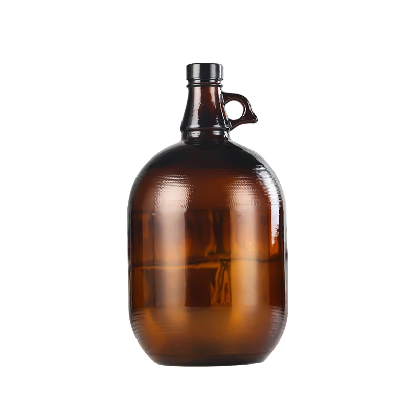 ZEAYEA 3-Pack 64oz Amber Glass Growler Set With Lids & Handles - Great For Home Brewing Beer & Kombucha