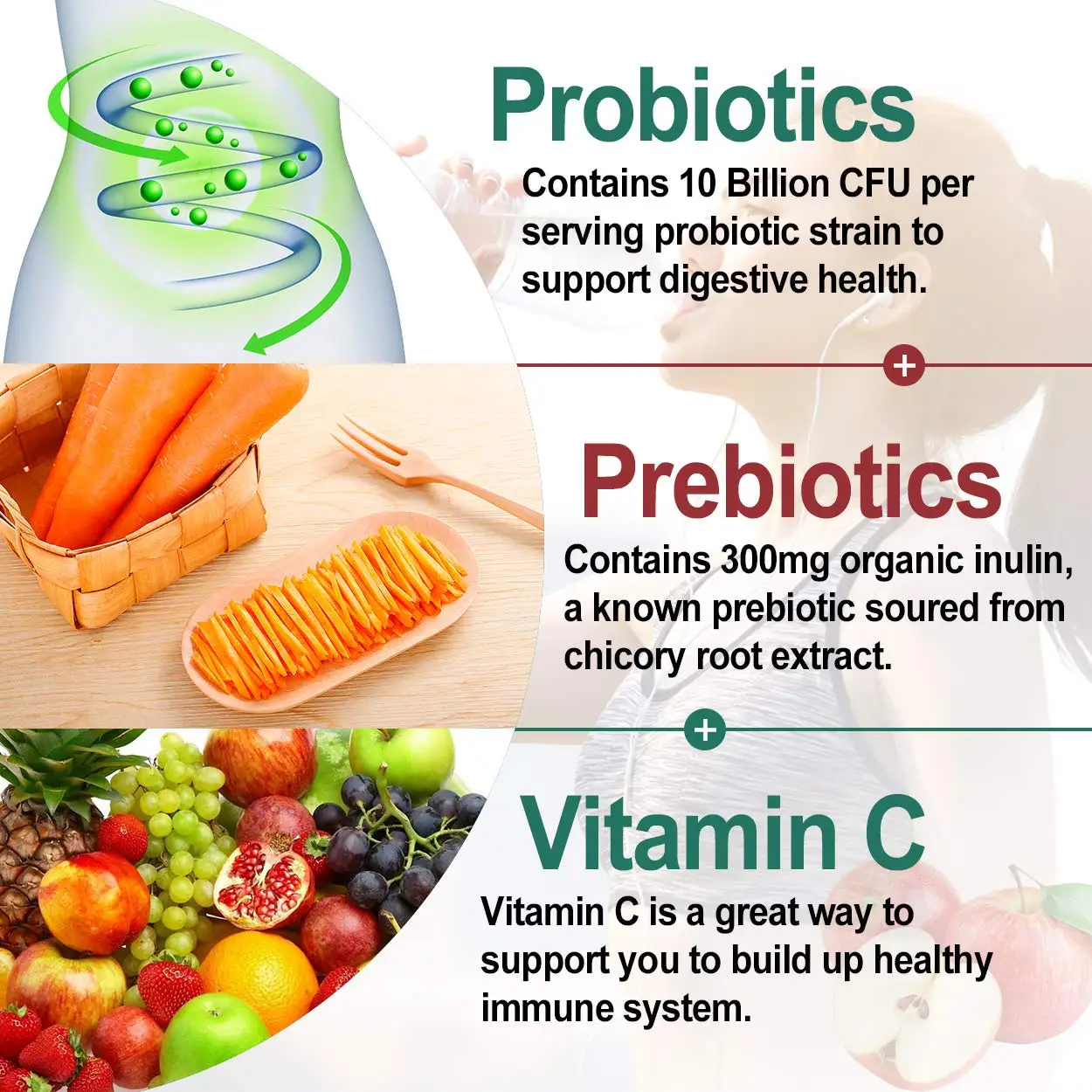 Daily Probiotic And Prebiotic Gummies With Vitamin C Gut Health And ...