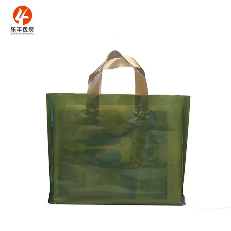 Poly Custom Plastic Shopping Bags Soft Loop Handle Plastic Bag Carrying Bag with Custom Logo