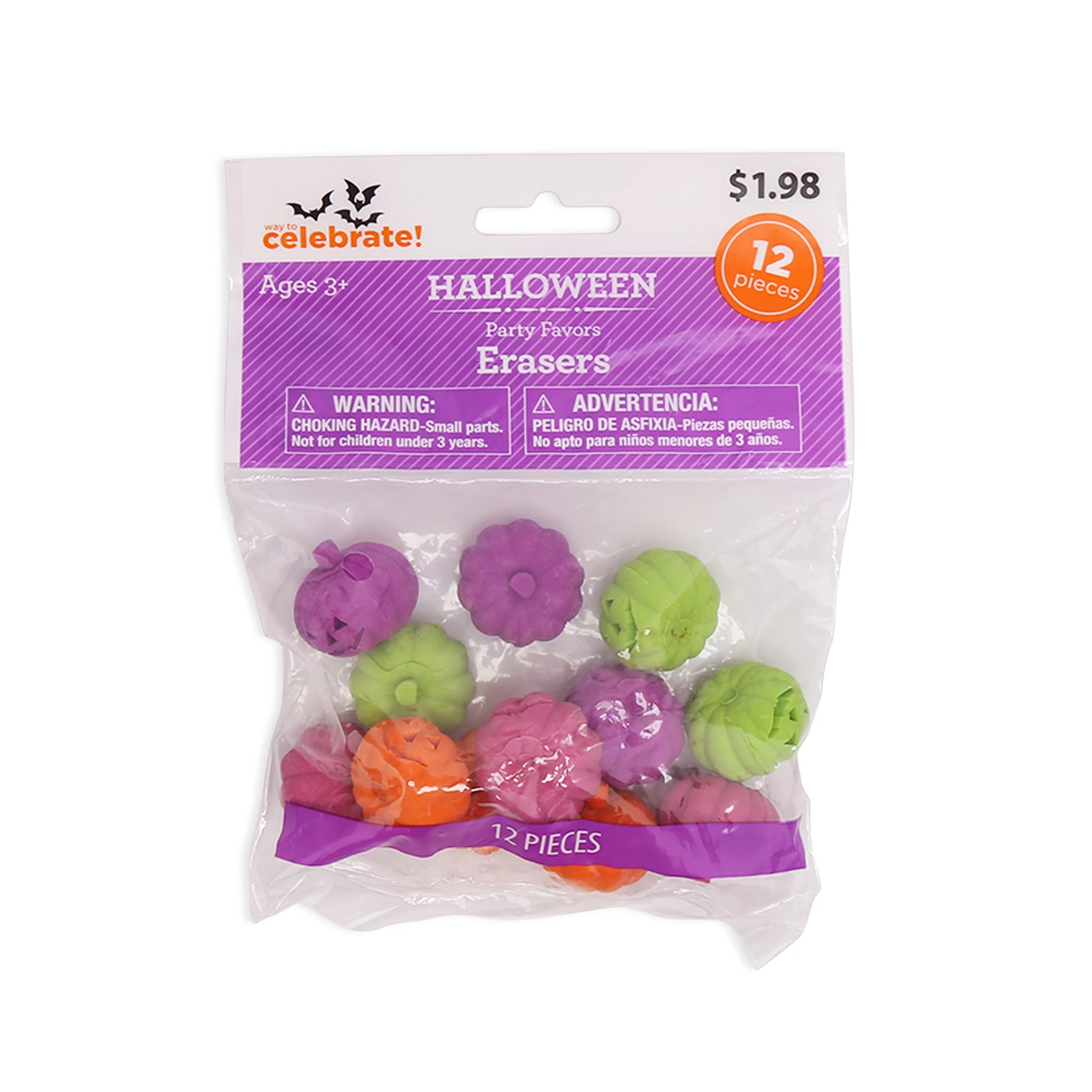 12 Ct Halloween Pumpkin Erasers Custom Tpr Fancy Cute Character Shaped