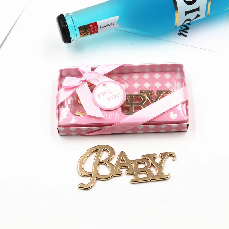 Ywbeyond New Baby Baptism Gift Gold Baby Bottle Opener In Gift Box Newborn Christening Party Guests Giveaways Souvenirs