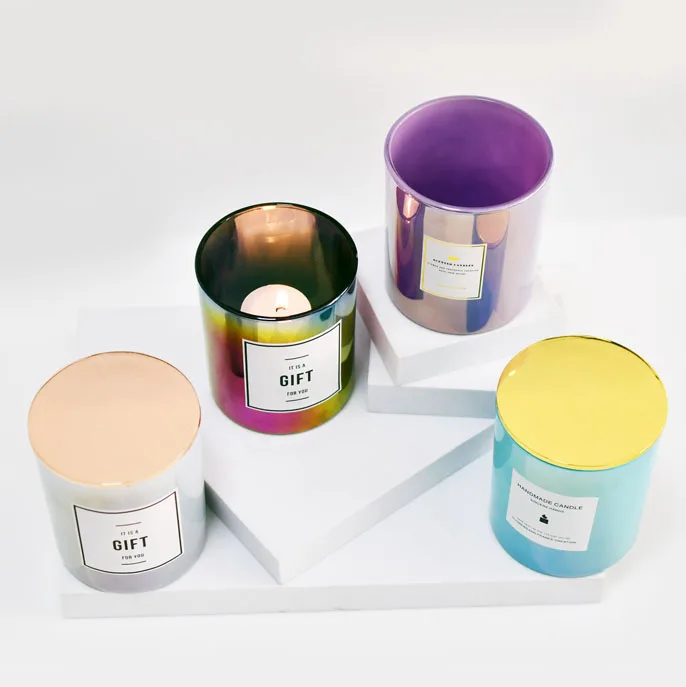 Colored Glass Candle Jar with Metal Lid - 12oz Hot Selling