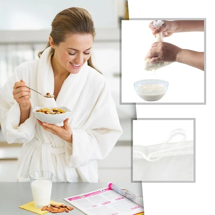 نايلون شبكة مرشح عصير الحليب حقيبة شبكة كيس فلتر حليب الجوز مع الرباط 1