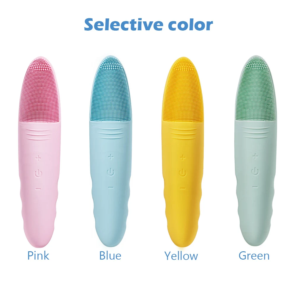 rechargeable face massage double side brush makeup remover facial brush mini electric sonic silicone facial cleansing brush 2021