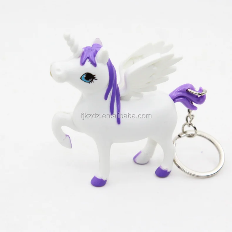 Unicorn Horse Pony Sound LED Light Lamp Flashlight Keyring Key Chain Kids Toys 