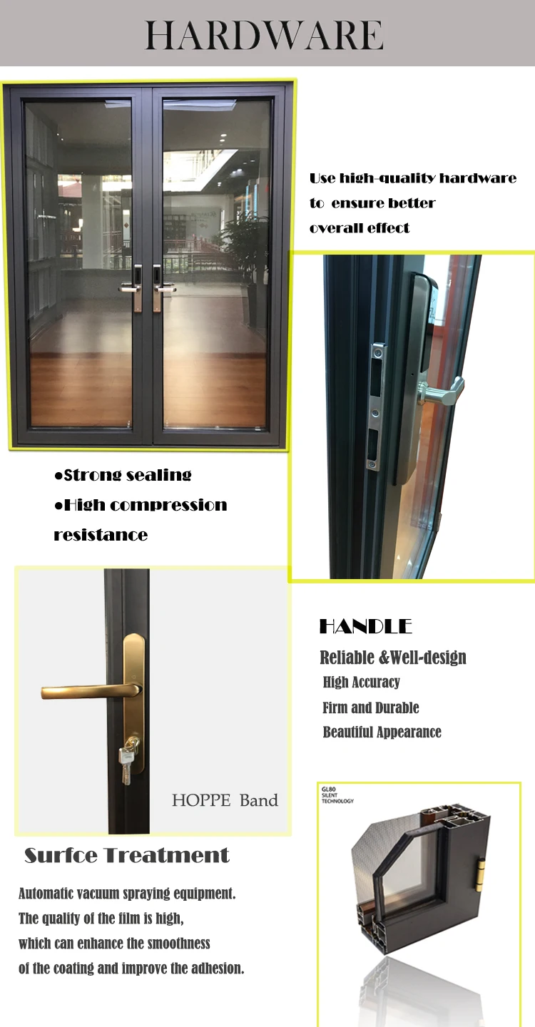 Golden Oak Aluminium Timber Casement Doors And Windows Tempered Glazed