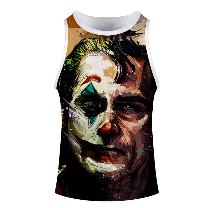 品牌3d 小丑印花风格 o-圆领舒适背心原宿风格时尚嘻哈休闲无袖坦克