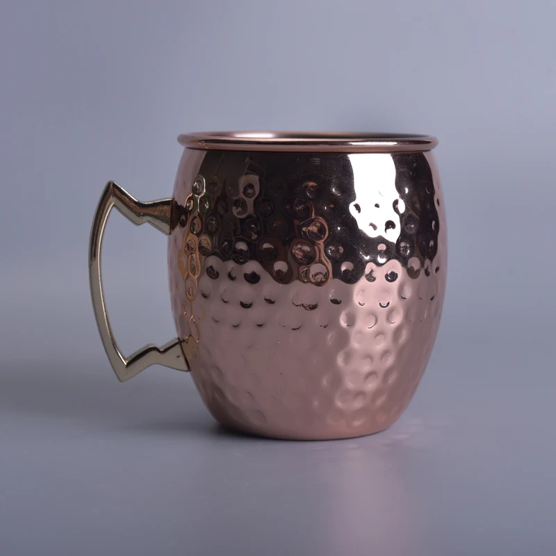 Beaten Stainless Steel Gold Mug Candle Jars Soy Wax Home Decor
