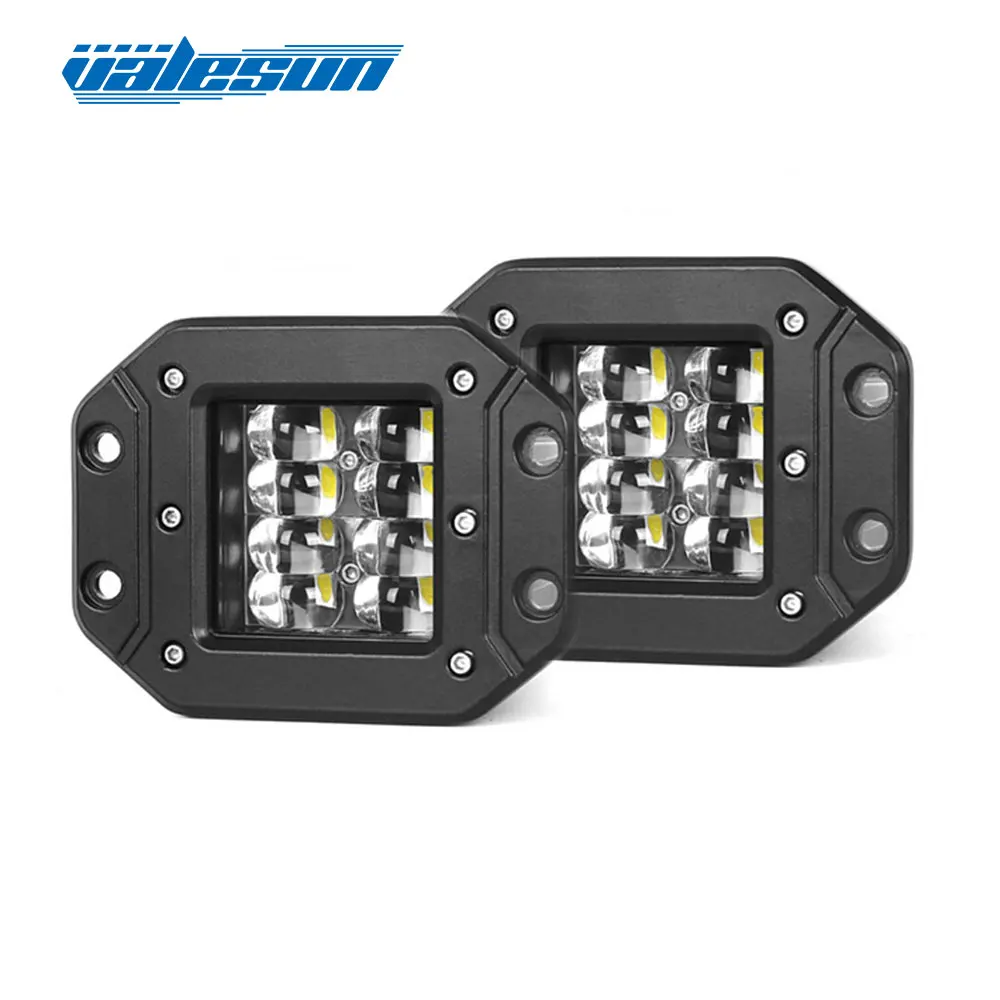 LED Work Light Flush Mount OFFROADTOWN 1 Pc 12V 48W Flush Cube LED Work Light Bar for Truck Off-Road SUV Boat 4x4 Grill Mount