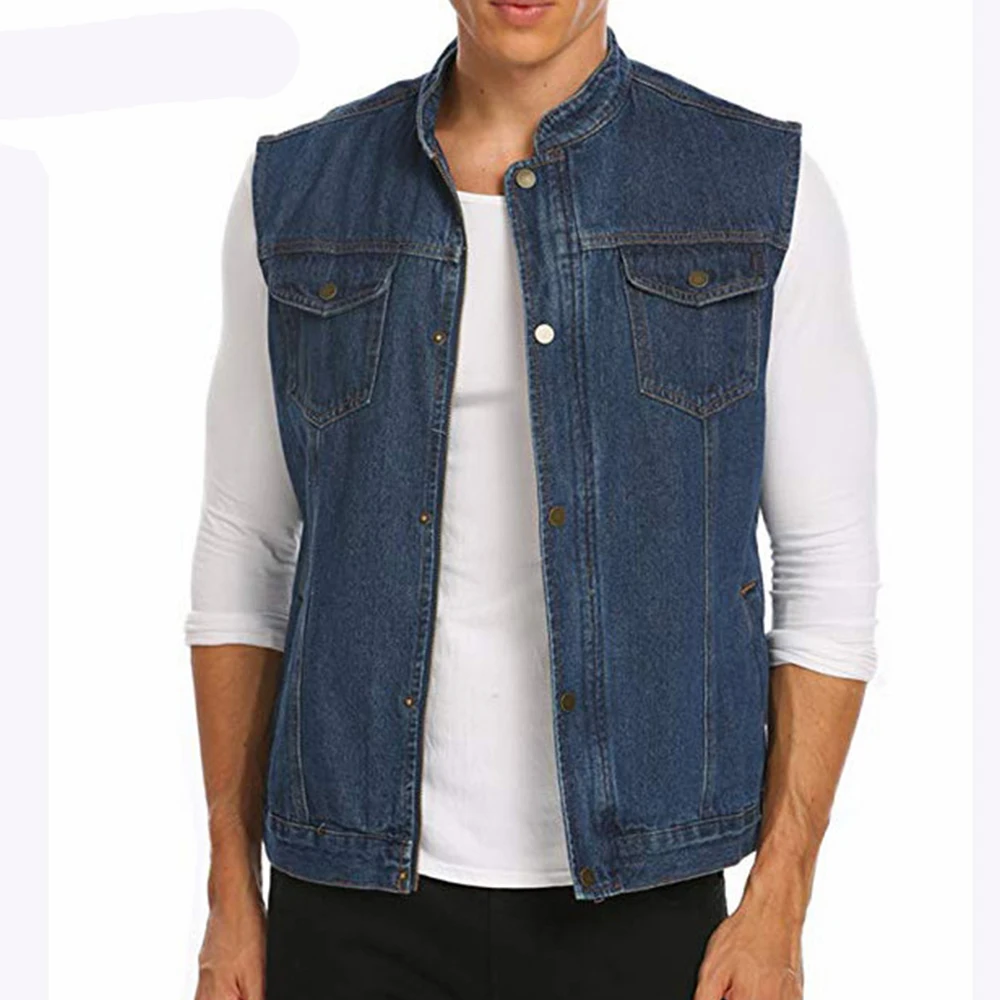 sleeveless blue jean jacket