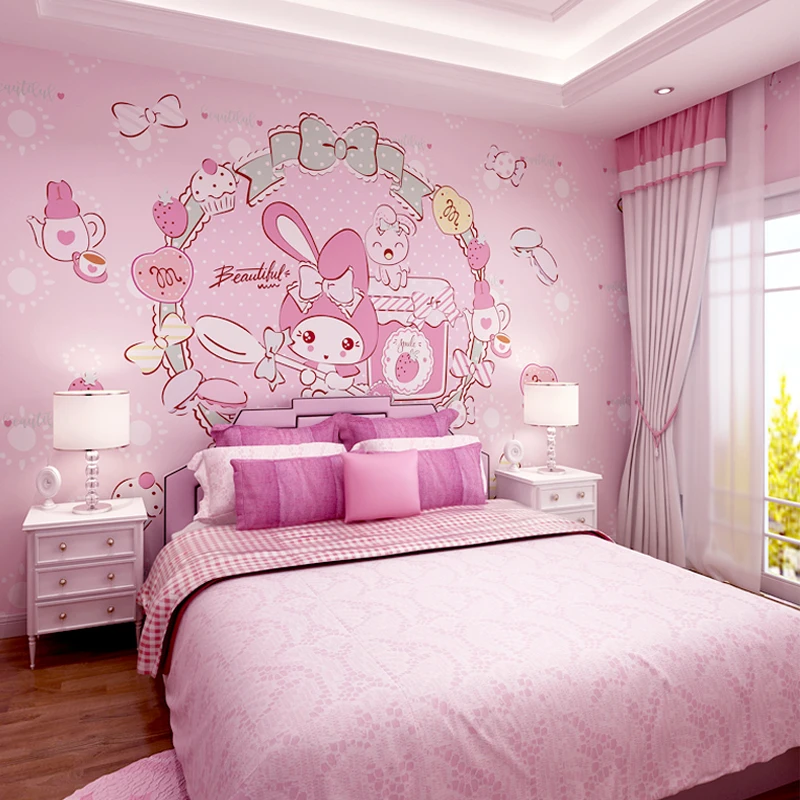 Popular Pink Cartoon Custom 3d Mural Wallpaper Decoration For Girl Room -  Buy Cartoon 3d Wallpaper For Living Room,Decoration Girl Room,Pink Cartoon  Wallpaper Product on 