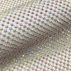 New Stretch Elastic crystal mesh Fabric Hotfix Crystal Glass Rhinestone Glass Mesh Trim For Shoe Garment Accessories