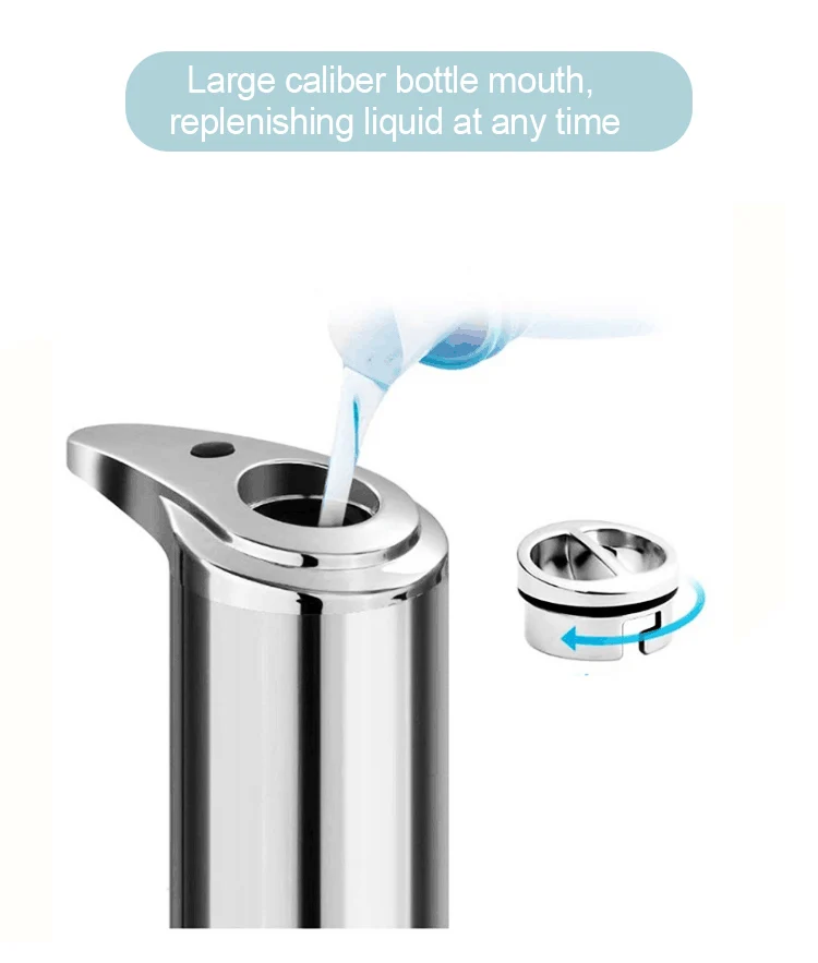 China Manufacture Portable Silver Tabletop Commercial 280ML Metal Stainless Steel Automatic Touchless Sensor Soap Dispenser
