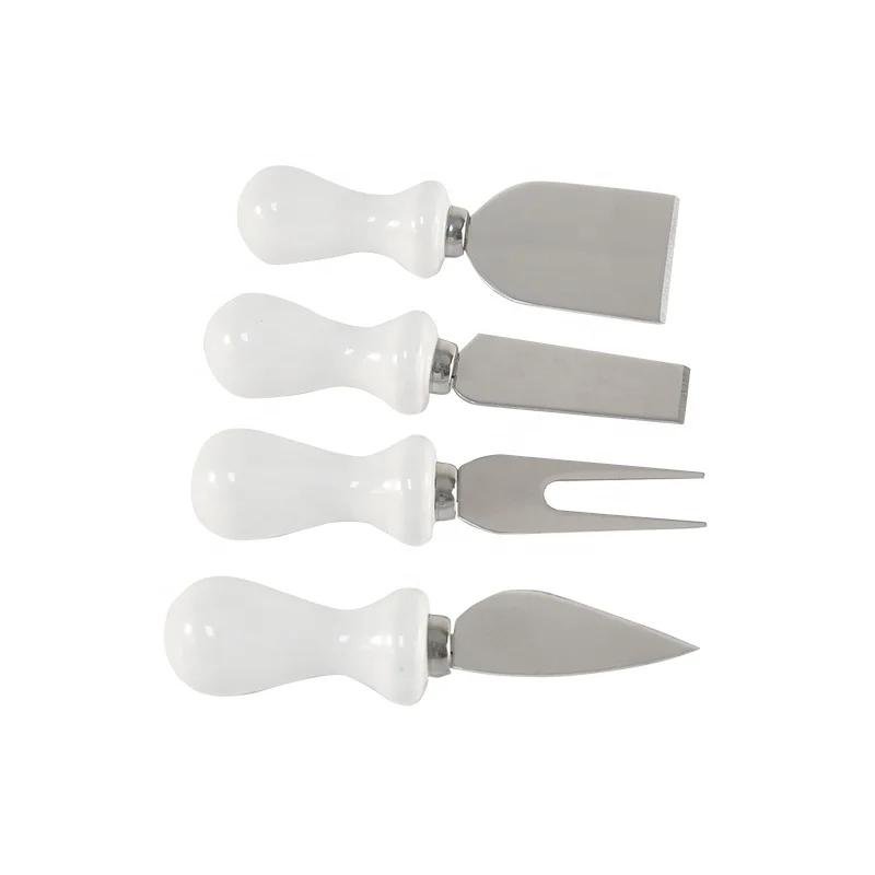 
4 Pcs Steel Stainless Cheese Slicer Cheese Cutter Cheese Knives Set with ceramics handle 