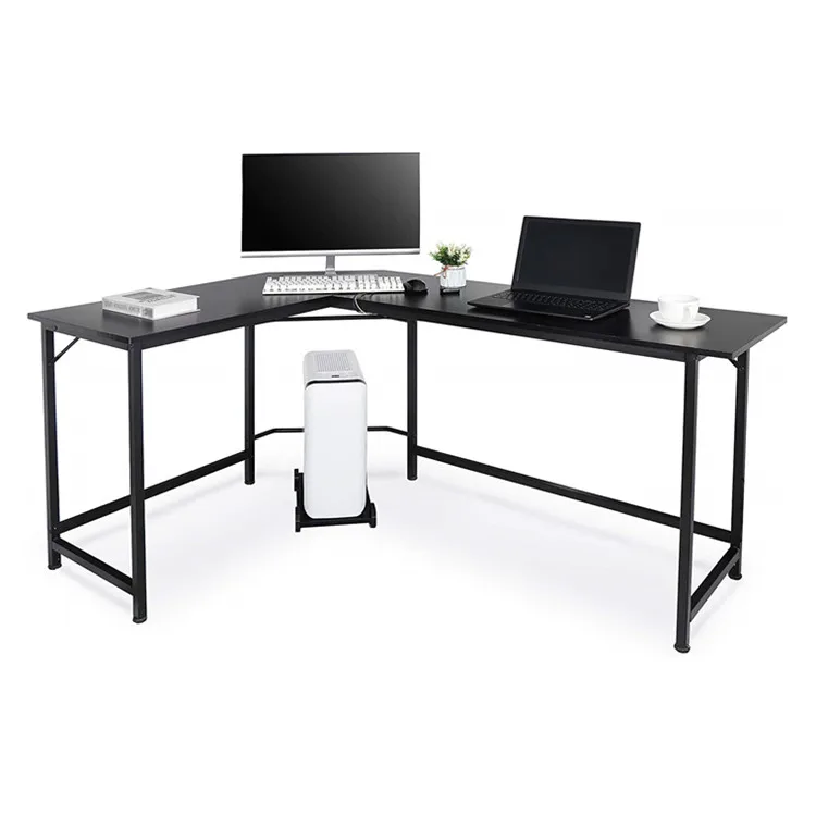 Factory Supply New Design L Shaped Black Modern Computer Table Desk