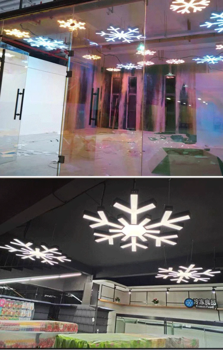 product customizable creative snowflake led modeling lamp special shaped chandelier for billiard room internet cafe shopping mall-3
